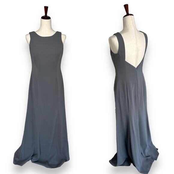 NEW Nordstrom Gray Gown Size 6 Open Back Dress Maxi Formal Bridesmaid Prom NWT - Picture 1 of 11